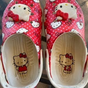 Crocs Hello Kitty Red and White Kids Slip-On Clogs